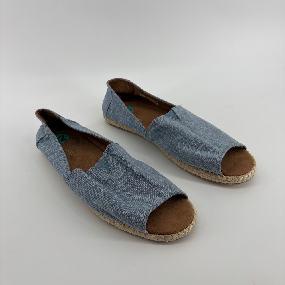 TOMS Womens 12‎ Blue Alpargata Open Toe Espadrille Sandals Chambray Slip On Flat